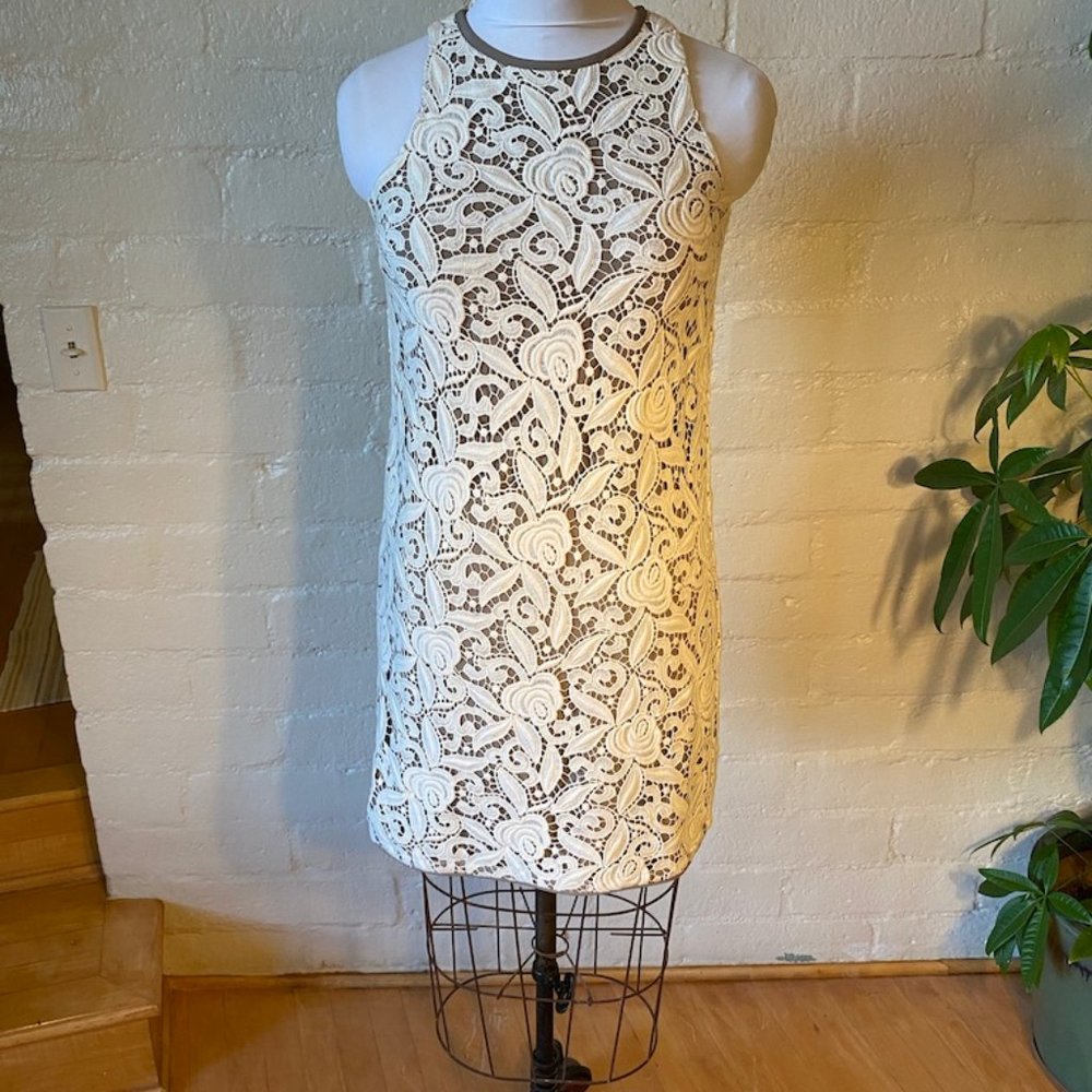 Lace overlay fabric dress